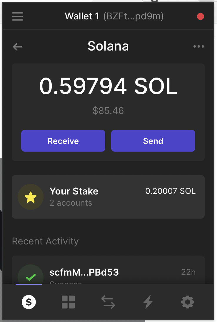 Click on the stake accounts button